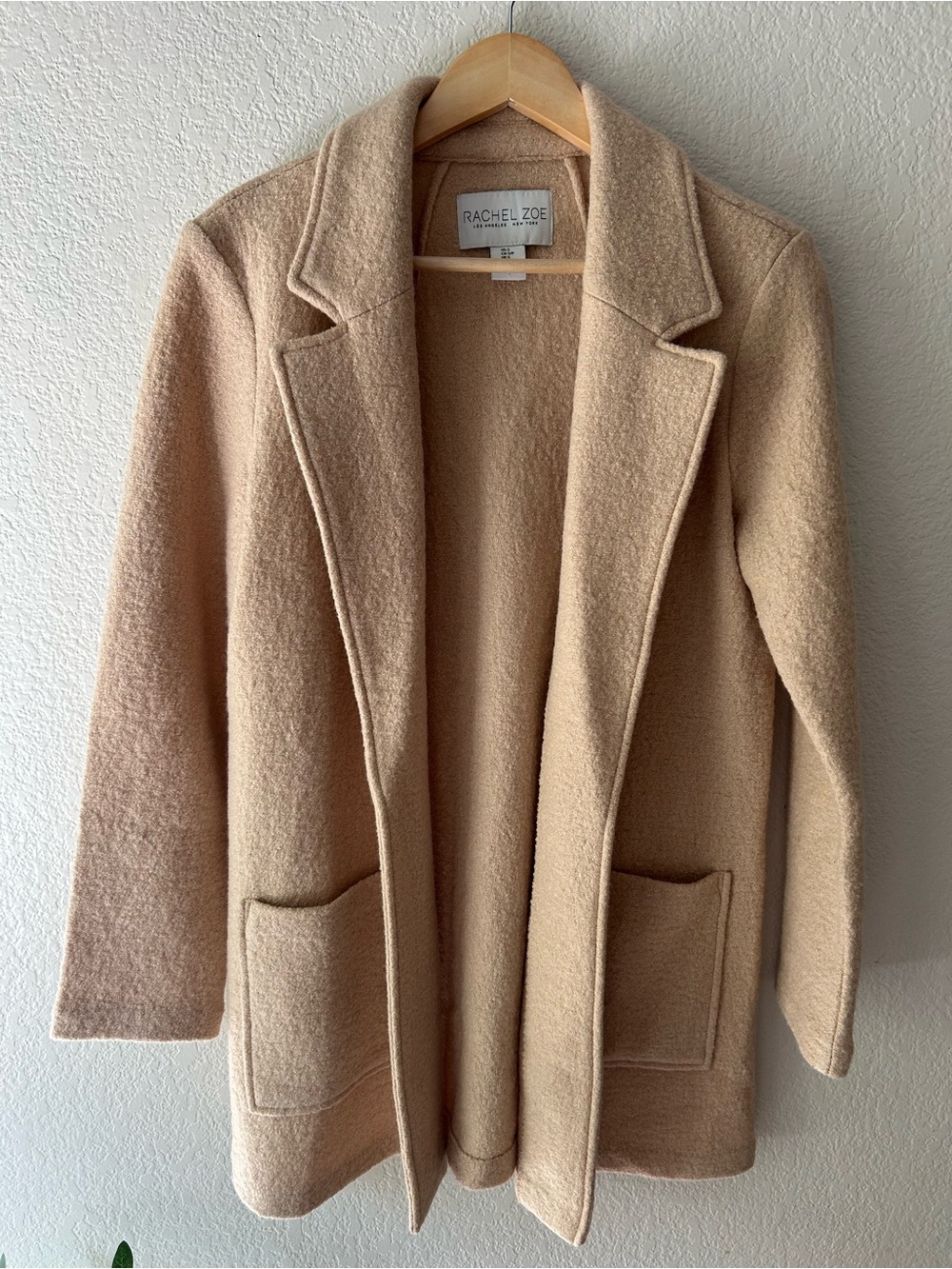 Rachel Zoe Camel Wool Blend Coatigan Coat  S #QuietLuxury #OldMoney #Minimalist